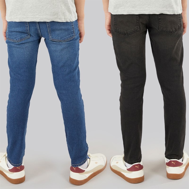 Crosshatch Jongens Slimme Set van 2 Jeans Middelblauw/Zwart Gewassen - Afbeelding 2
