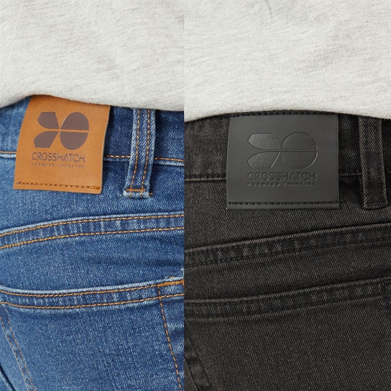 Crosshatch Jongens Slimme Set van 2 Jeans Middelblauw/Zwart Gewassen - Afbeelding 3