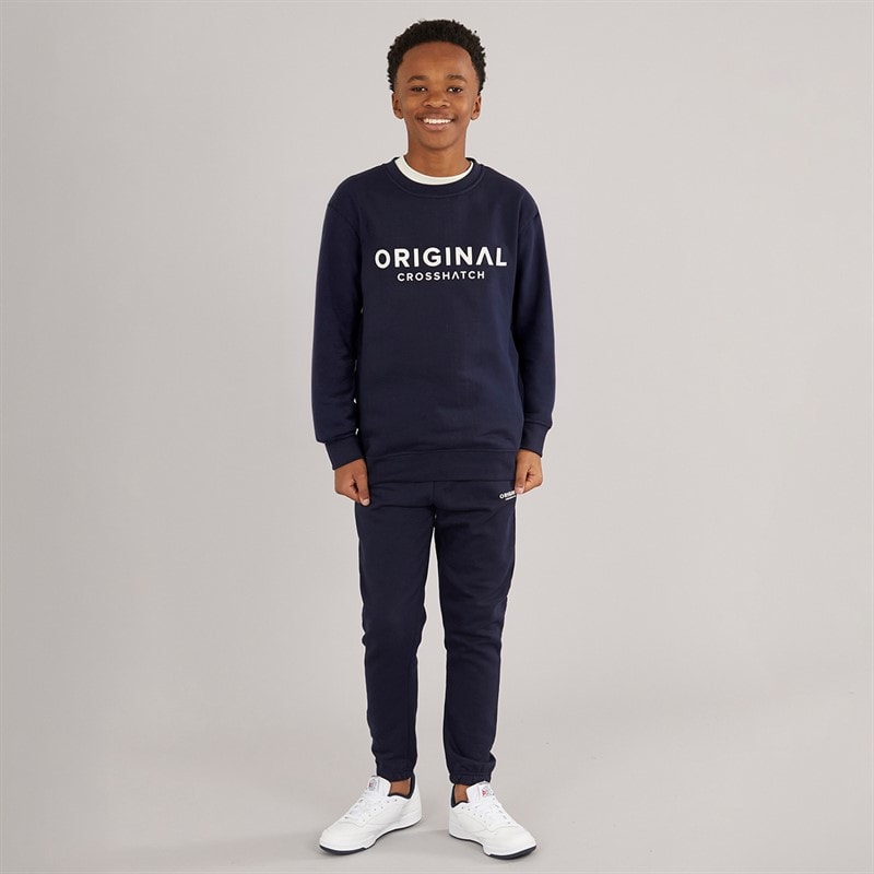 Crosshatch Jongens Vierdelige Hoodie Sweatshirt T-Shirt En Joggingbroek Set Marineblauw/Gebroken Wit - Afbeelding 4