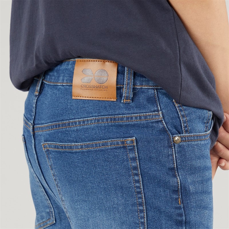 Crosshatch Jongens Rechte Jeans Middelblauwe Wassing - Afbeelding 3