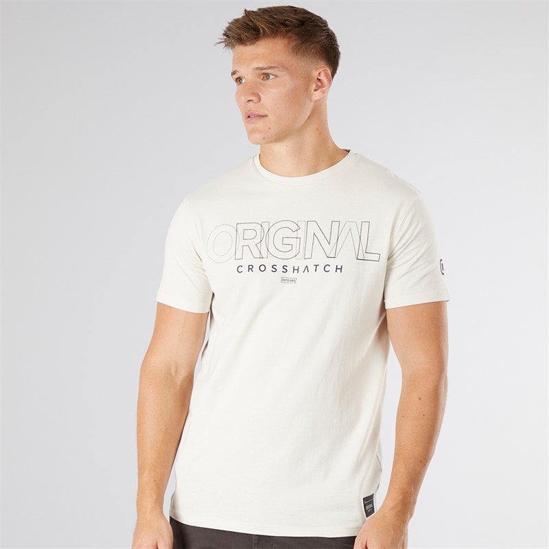 Crosshatch T-shirt Carrimoore Homme Blanc Cassé - Image 1