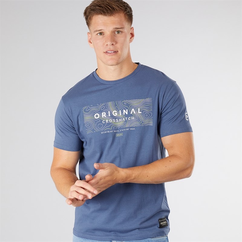 Crosshatch Heren Mappedout T-Shirt Denim