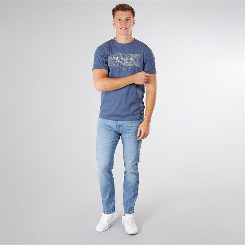 Crosshatch Herren Mappedout T-Shirt Denim - Bild 3