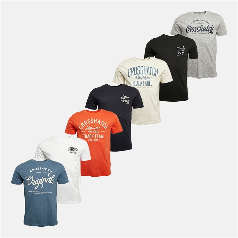 Crosshatch Heren Chinsters Set van 7 T-Shirts Assortiment