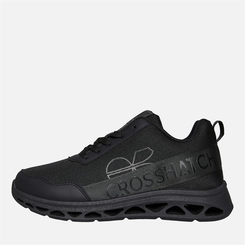 Crosshatch Jongens Junioren Jesmond Sneakers Black Mono - Afbeelding 1