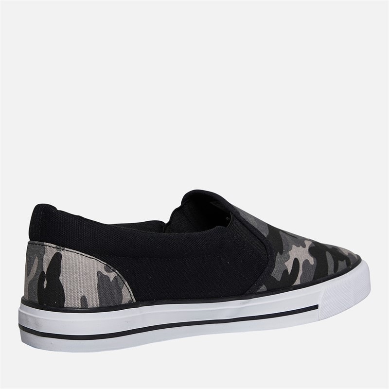 Crosshatch Herren Ramp Slip On Segeltuch Sneaker Black Camo/Schwarz - Bild 5