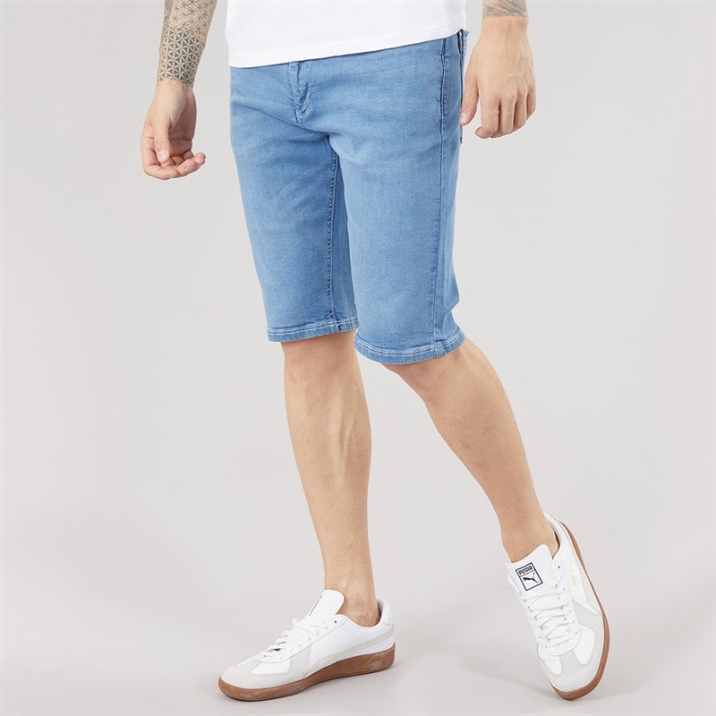 Crosshatch Heren Hammersmith Denim Shorts Light Wash