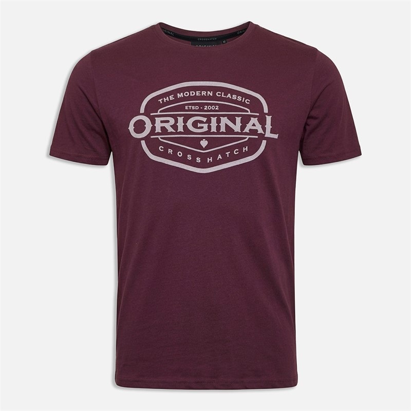 Crosshatch T-shirt Traptons dla niego kolor Rodzynkowy