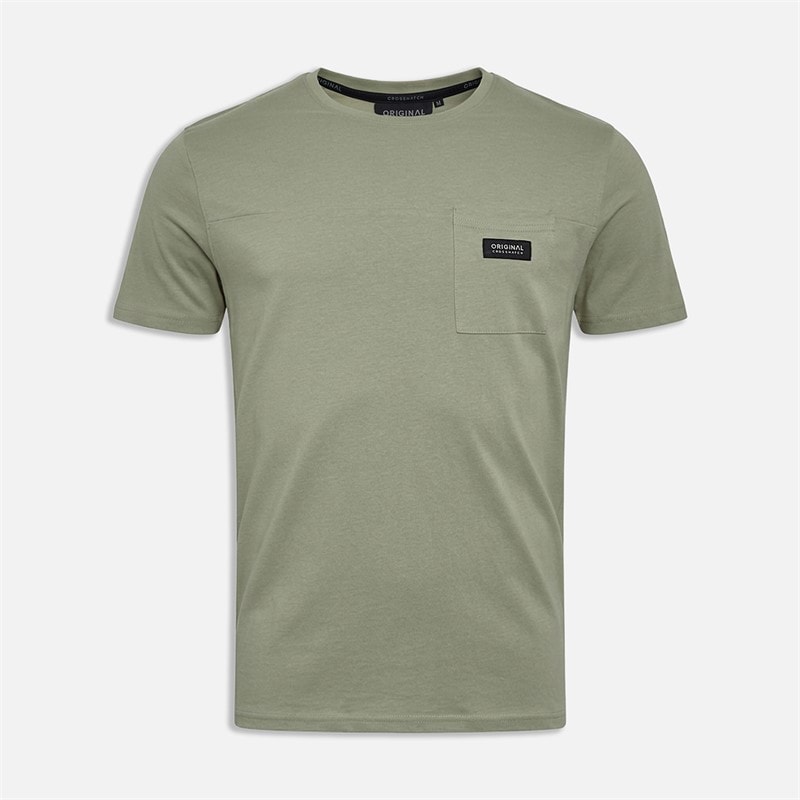 Crosshatch T-shirt Backdrafts dla niego kolor Jasna oliwka