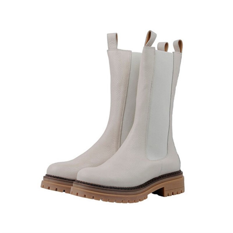 Ca'Shott Chelsea buty za kostkę wysokie skórzane dla niej kolor Picasso Beige – zdjęcie  3