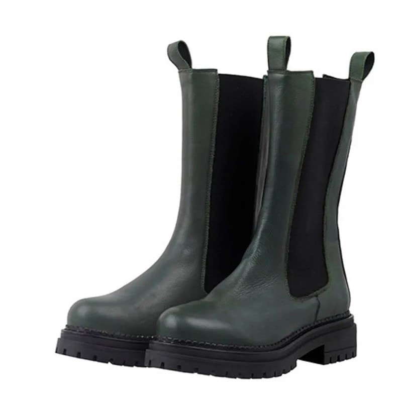 Ca'Shott Damen Cashannah Chelsea Stiefel Hoher Schnitt Leder Dark Green Delfi - Bild 2