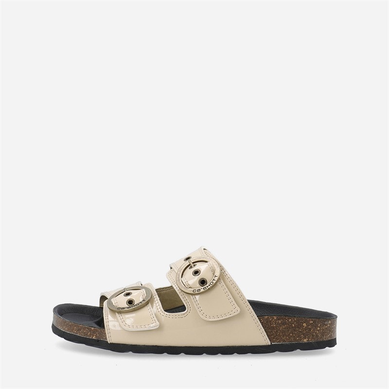 Ca'Shott Sandales Femme Cashelle à deux boucles en cuir verni Beige