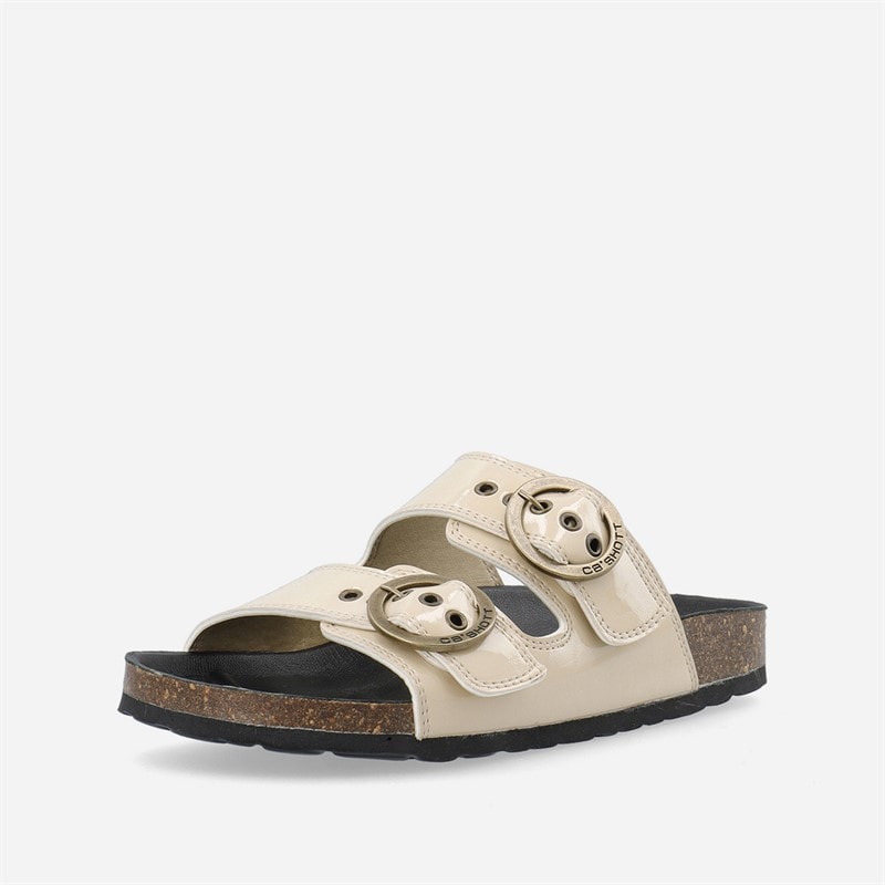 Ca'Shott Sandales Femme Cashelle à deux boucles en cuir verni Beige - Image 4