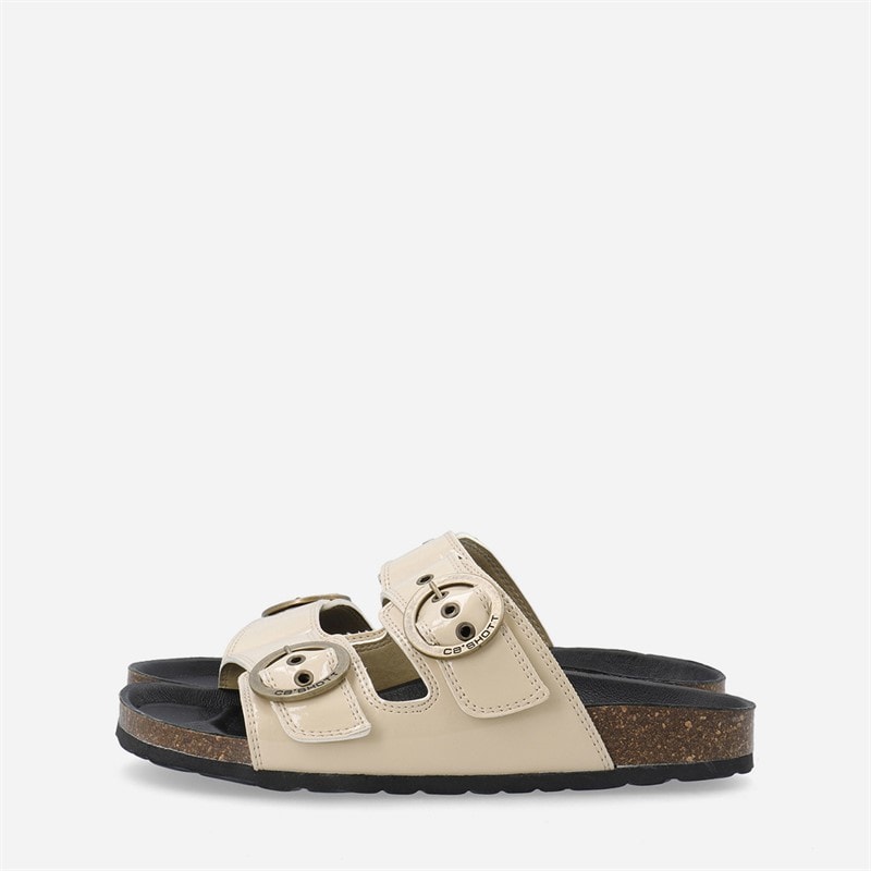 Ca'Shott Sandales Femme Cashelle à deux boucles en cuir verni Beige - Image 5