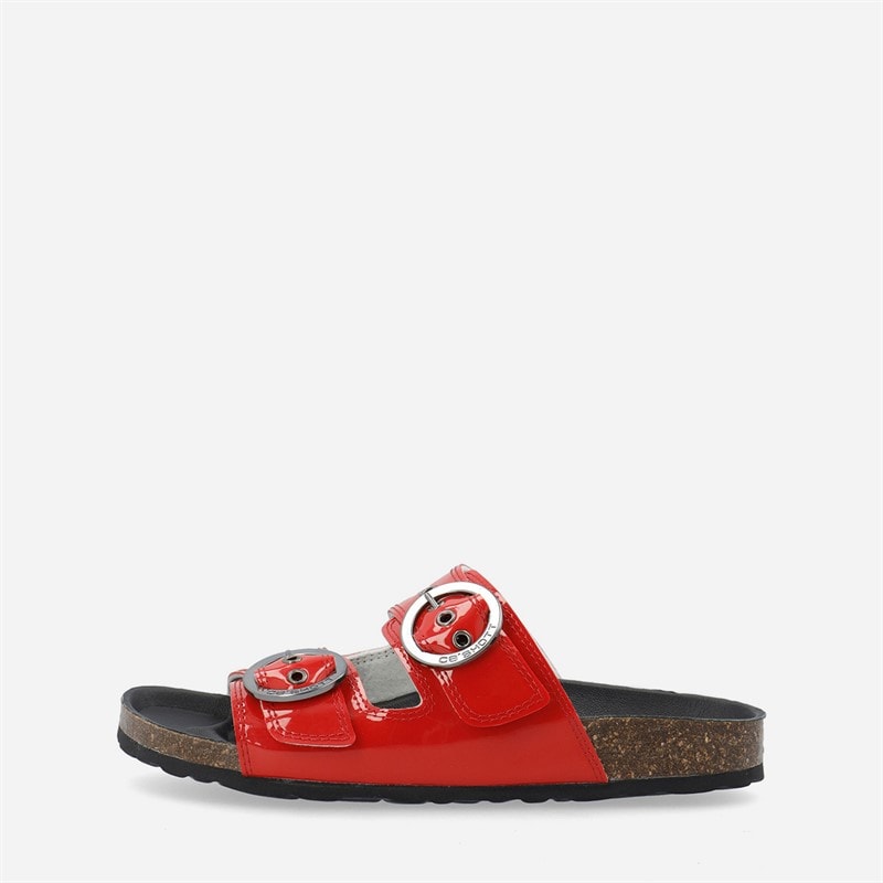 Ca'Shott Sandales Femme Cashelle à deux boucles en cuir verni Rouge