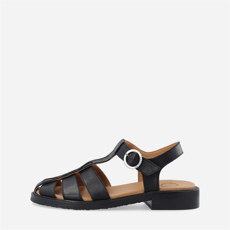 Ca'Shott Damen Casgrace Leder Fischer Sandalen Schwarz - Bild 1