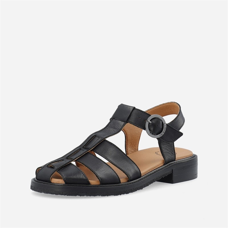 Ca'Shott Damen Casgrace Leder Fischer Sandalen Schwarz - Bild 2