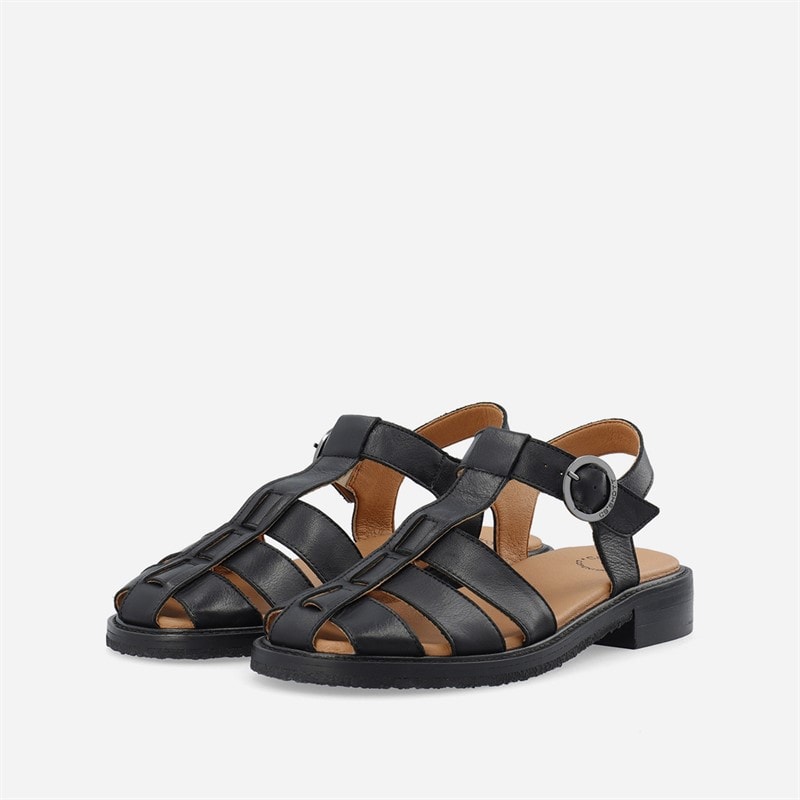 Ca'Shott Damen Casgrace Leder Fischer Sandalen Schwarz - Bild 3