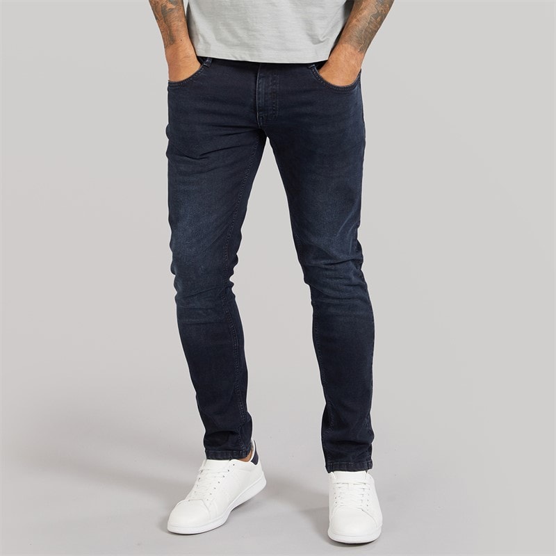 Duck And Cover Heren Maylead Slim Fit Jeans Blauw Zwart