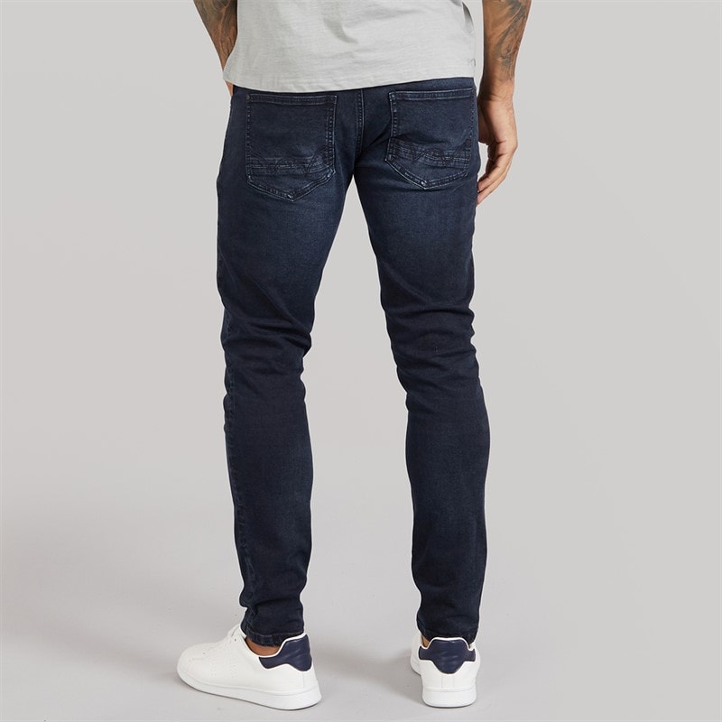 Duck And Cover Heren Maylead Slim Fit Jeans Blauw Zwart - Afbeelding 2