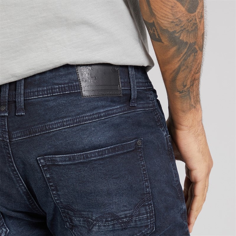 Duck And Cover Heren Maylead Slim Fit Jeans Blauw Zwart - Afbeelding 3