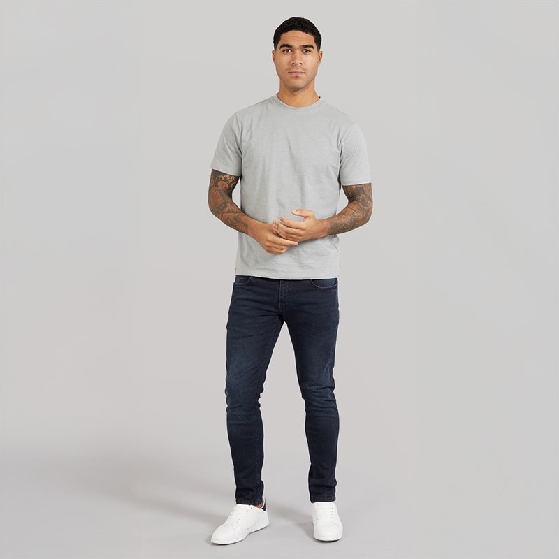 Duck And Cover Heren Maylead Slim Fit Jeans Blauw Zwart - Afbeelding 4