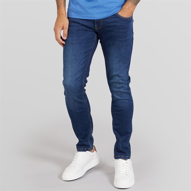 Duck And Cover Heren Maylead Slim Fit Jeans Donkere Wassing
