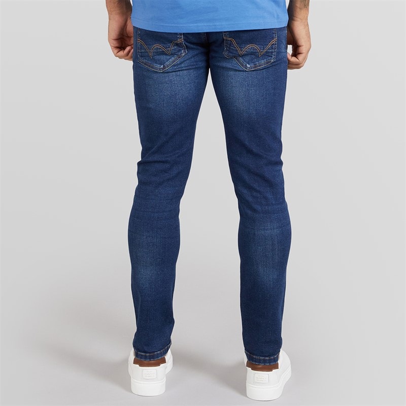 Duck And Cover Heren Maylead Slim Fit Jeans Donkere Wassing - Afbeelding 2
