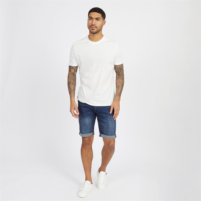 Duck And Cover Herren Zeki Denim Shorts Dunkel Waschung - Bild 4