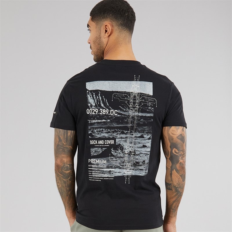 Duck and Cover Heren Landway T-Shirt Zwart - Afbeelding 3
