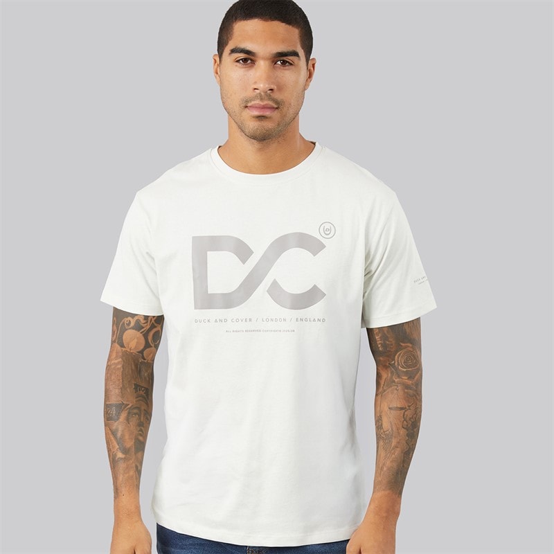 Duck and Cover Herren Polymoore Schweres T Shirt Cremeweiß - Bild 1