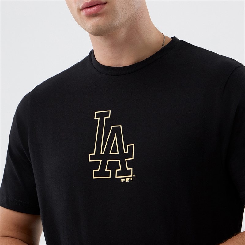 New Era Heren Los Angeles Dodgers T-shirt Zwart - Afbeelding 3