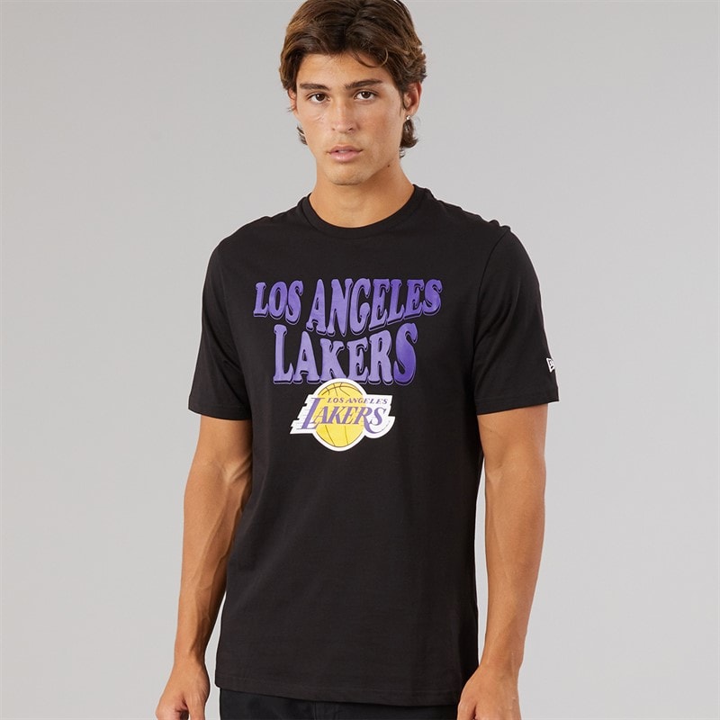 New Era T-shirt Noir graphique NBA Script Los Angeles Lakers Homme Blk - Image 1