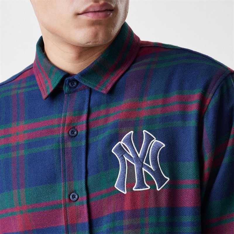 New Era Granatowa koszula w kratę New York Yankees dla niego kolor Nvy – zdjęcie  3