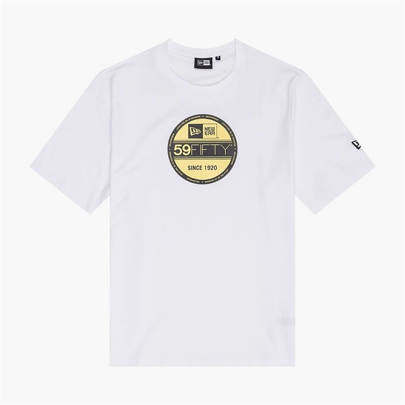 New Era Herren Grafik Aufkleber T Shirt Whi