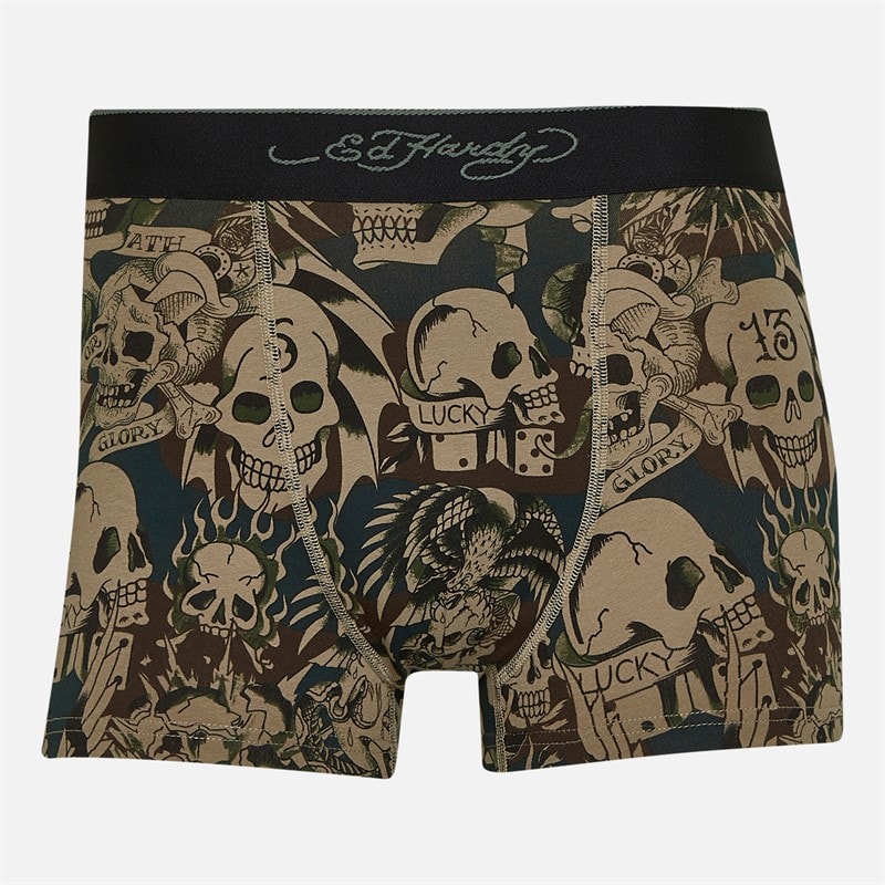 Ed Hardy Herren Harkness Fünferpack Boxershorts Khaki/Khaki Aop/Charcoal Marl/Camo Aop/Schwarz - Bild 3