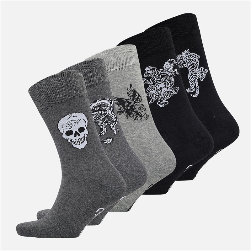 Ed Hardy Heren Glenby Vijf paar nette sokken Mixed - Afbeelding 1