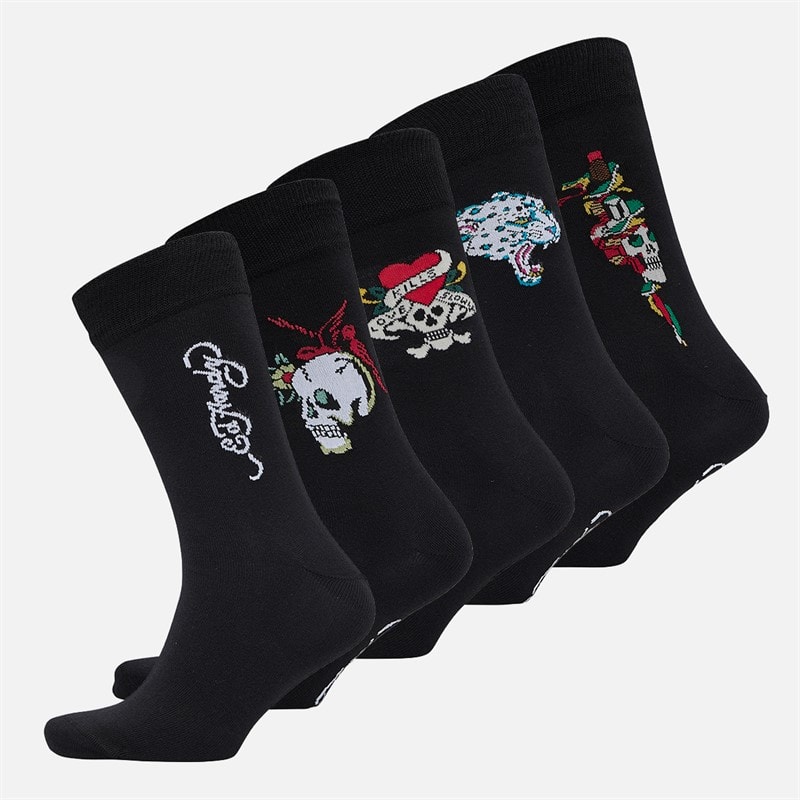 Ed Hardy Chaussettes habillées Egerton Homme – lot de 5 Noir - Image 1