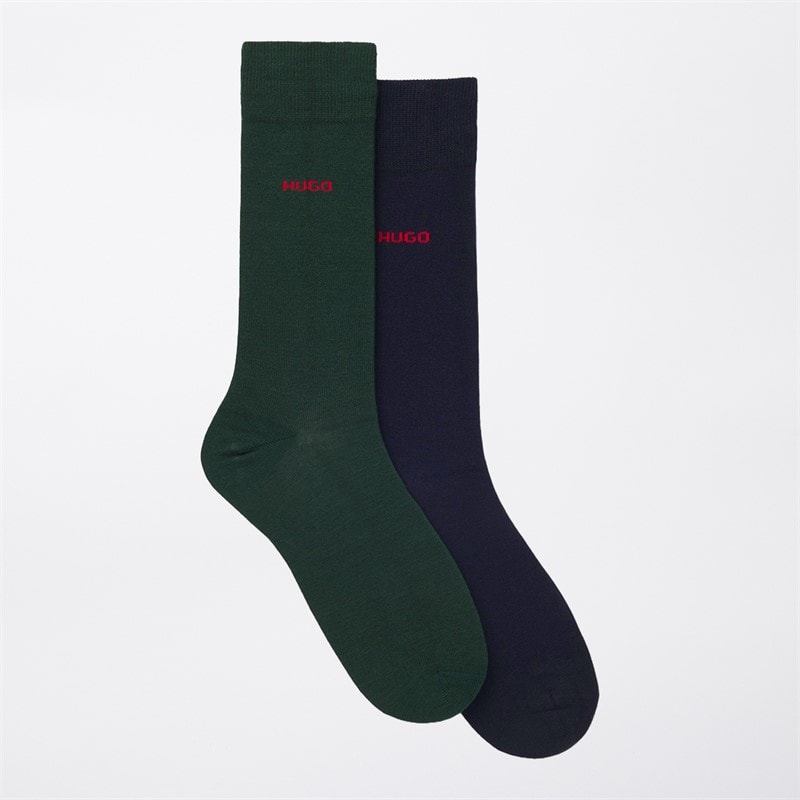 HUGO Heren twee paar sokken Dark Green - Afbeelding 1