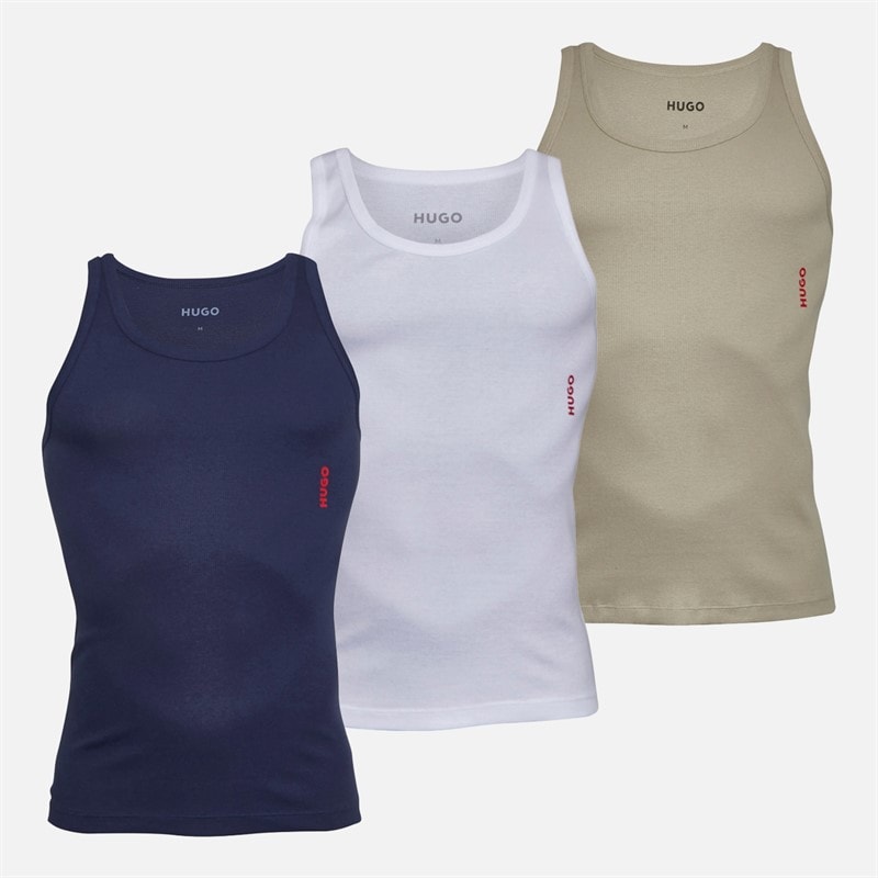 HUGO Homme Trois Pack Débardeurs Rose/Blanc