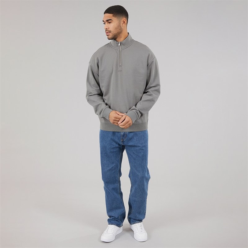HUGO Durty244 bluza zamkiem na pół dla niego kolor Dark Grey – zdjęcie  4