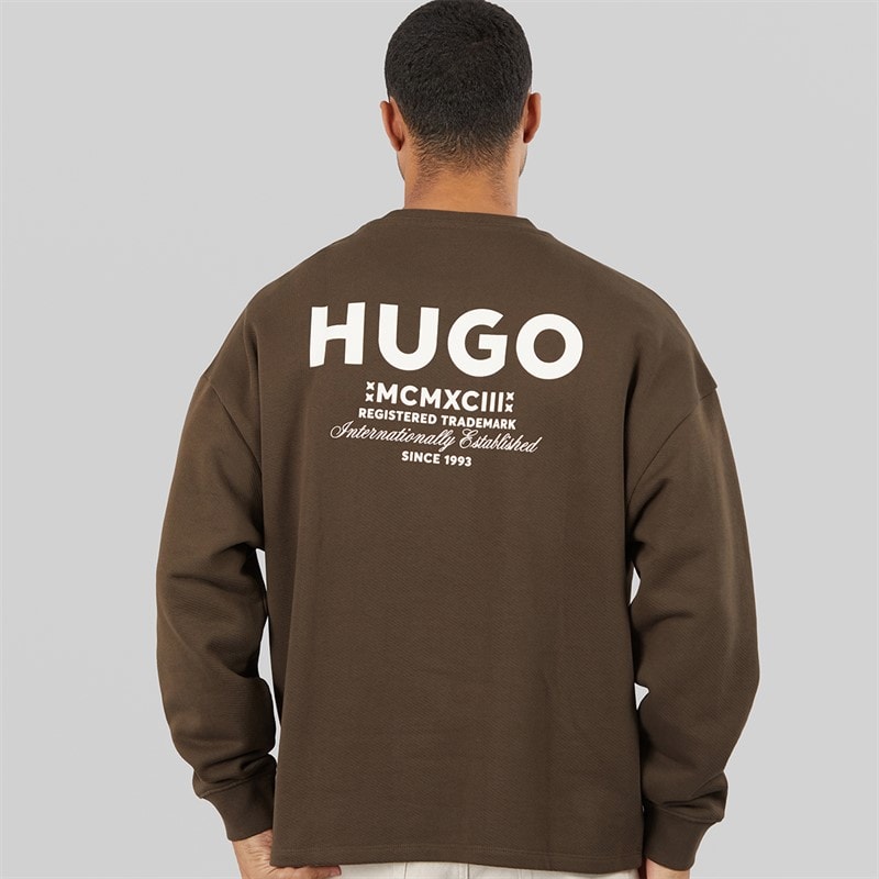 HUGO Heren Naviu Sweatshirt Dark Brown - Afbeelding 3