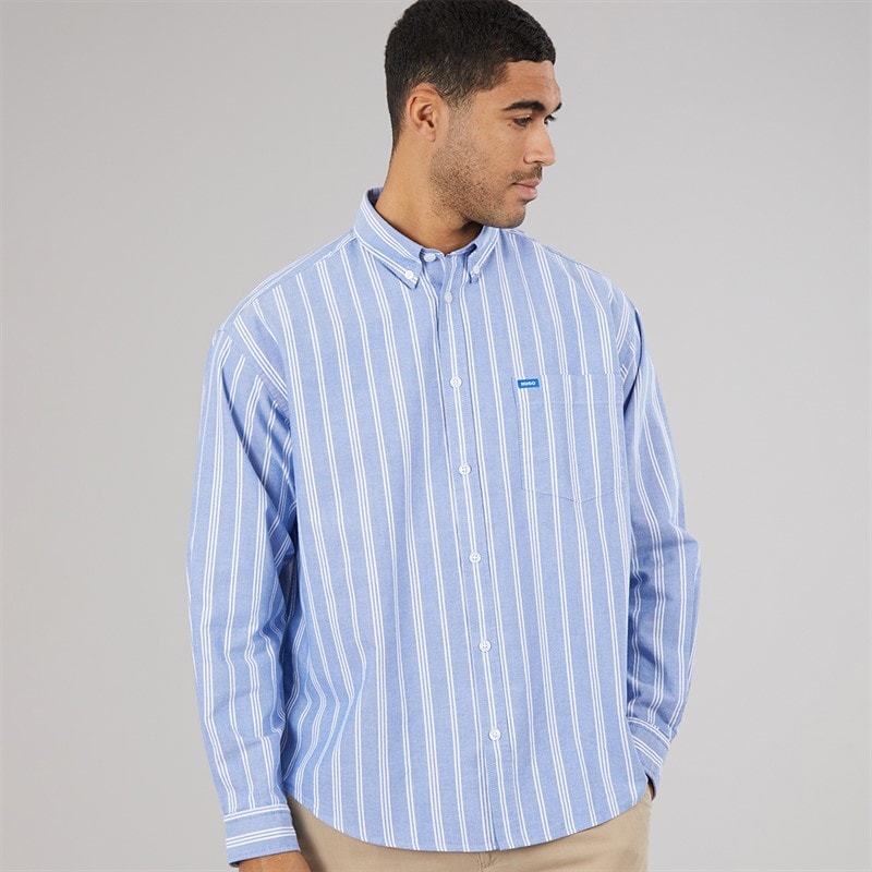 HUGO Herren Ebill Langarmshirt Open Blue