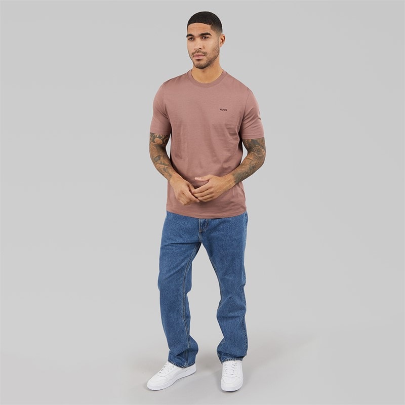 HUGO Dero222 T-shirt dla niego kolor Light/Pastel Brown – zdjęcie  4