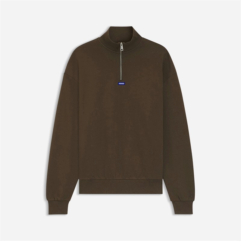 HUGO Sweatshirt zippé mi-long Homme Neeler Brun Foncé - Image 1