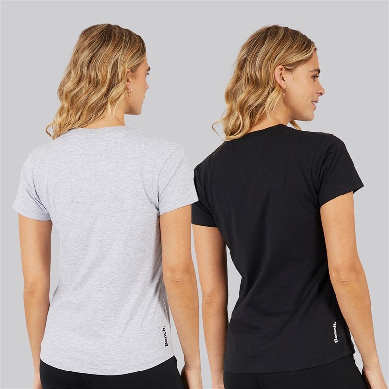 Bench Grammen T-shirt 2 szt. dla niej kolor czarny/szary marglowy – zdjęcie  2