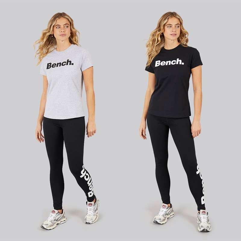 Bench Grammen T-shirt 2 szt. dla niej kolor czarny/szary marglowy – zdjęcie  3