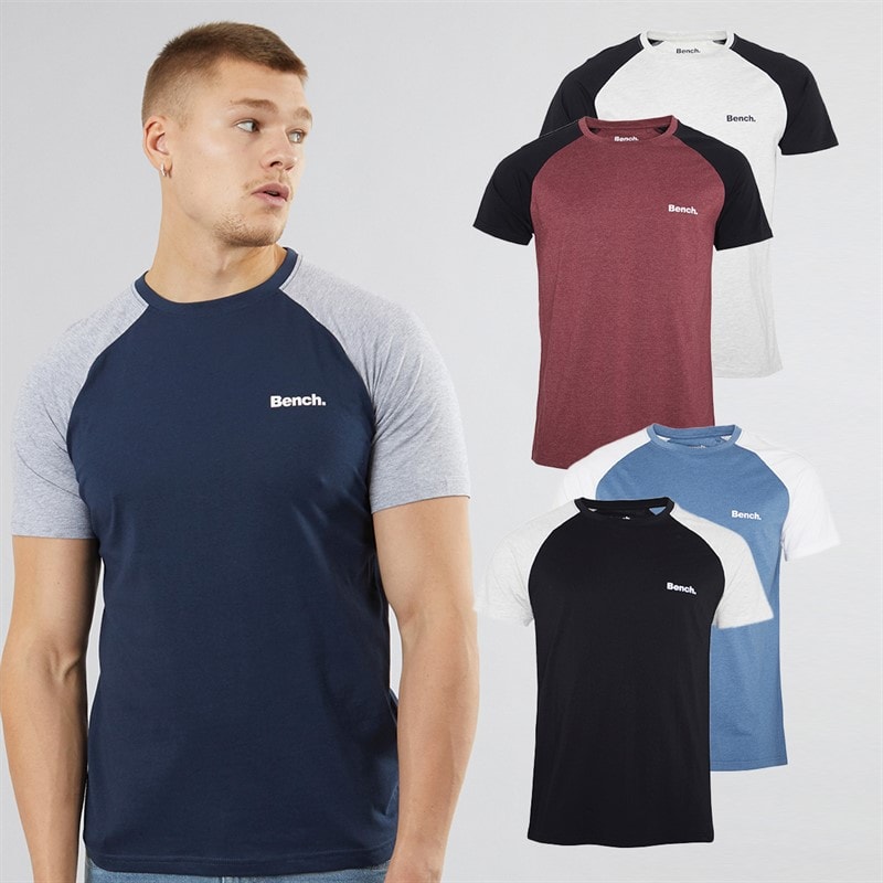 Bench T-shirts Heren Trova Vijf Pack Zwart/Marine/Bordeaux Melange/Denim Melange/Ecru Melange - Afbeelding 1