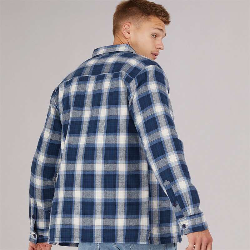 Bench Heren Paddy Langarm Gevoerd Shirt Navy Check - Afbeelding 2