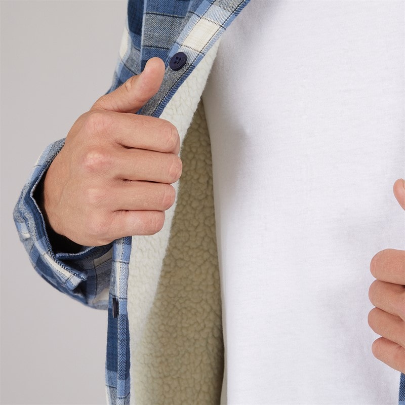 Bench Heren Paddy Langarm Gevoerd Shirt Navy Check - Afbeelding 4